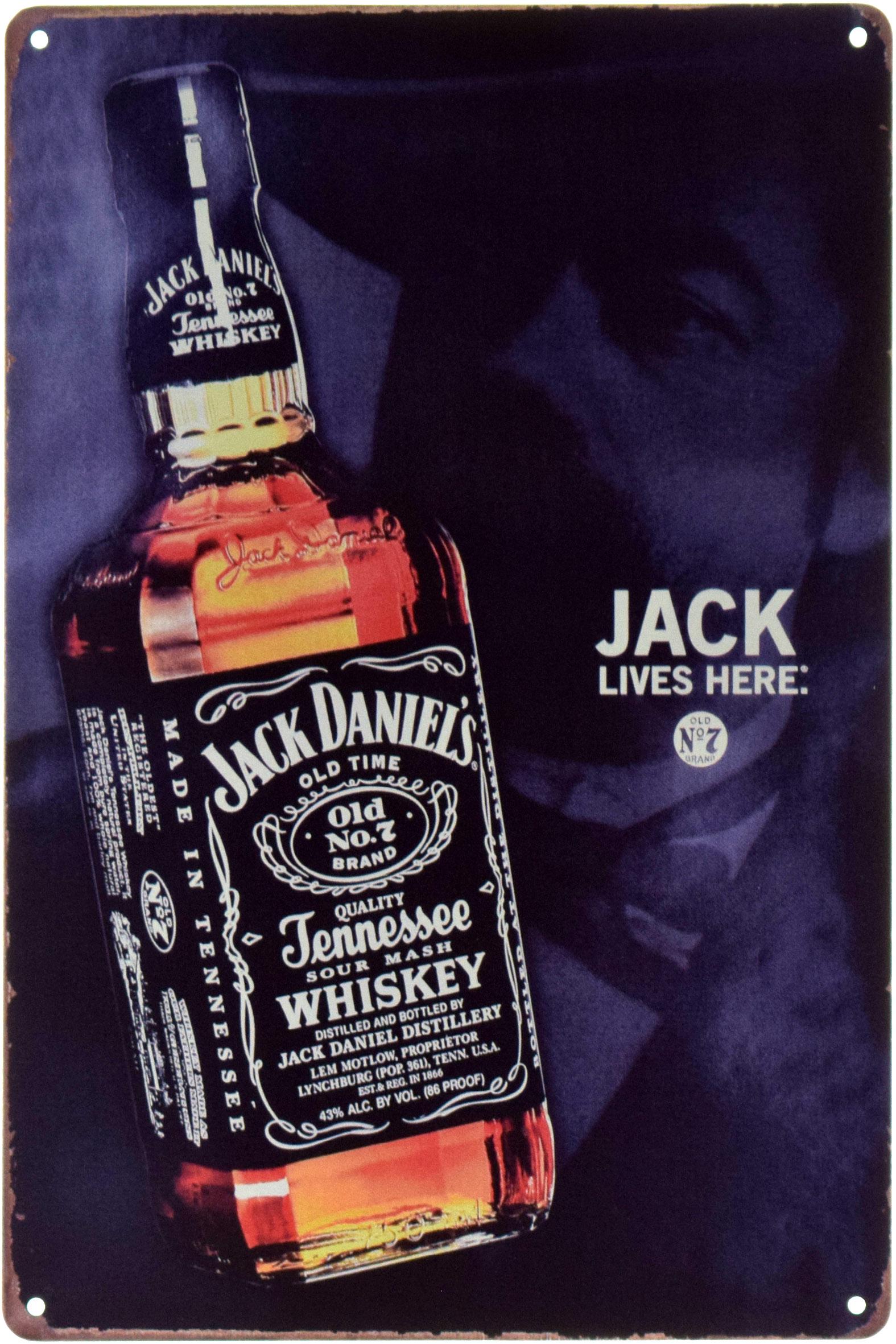 Табличка металлическая Jack Daniel’s Джек Живет Здесь 20x30 см