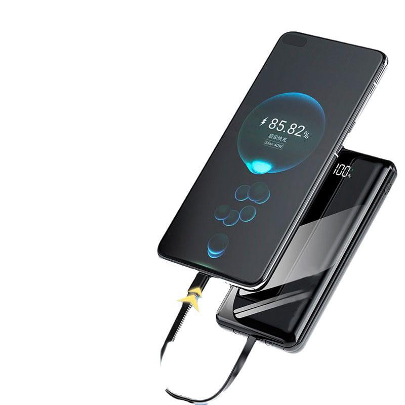 Повербанк SKF D25 на 20000 мАг PD C 3,0 22,5W c ліхтариком вбудовані кабелю Чорний - фото 3 Повербанк SKF D25 на 20000 мАг PD C 3,0 22,5W c ліхтариком вбудовані кабелю Чорний - фото 3