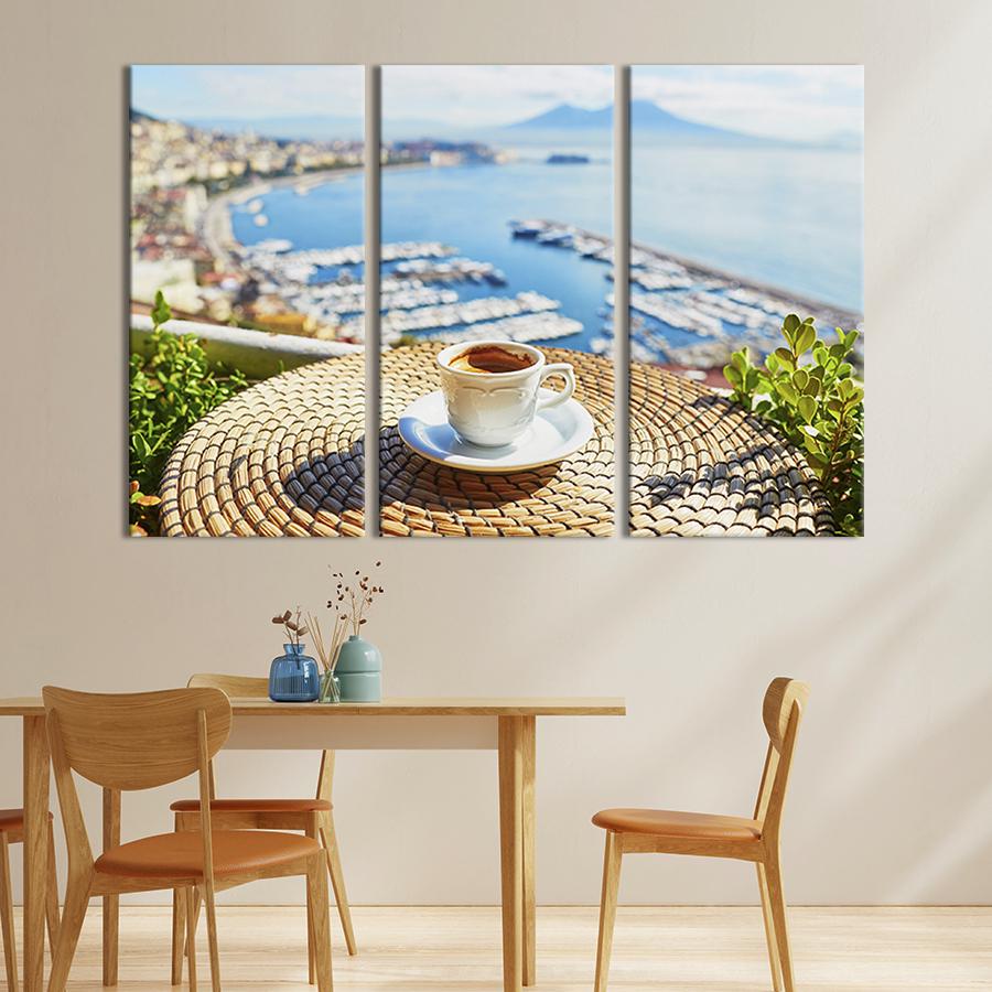 Модульная картина триптих Кофе с видом на море 156x100 см (302-31)