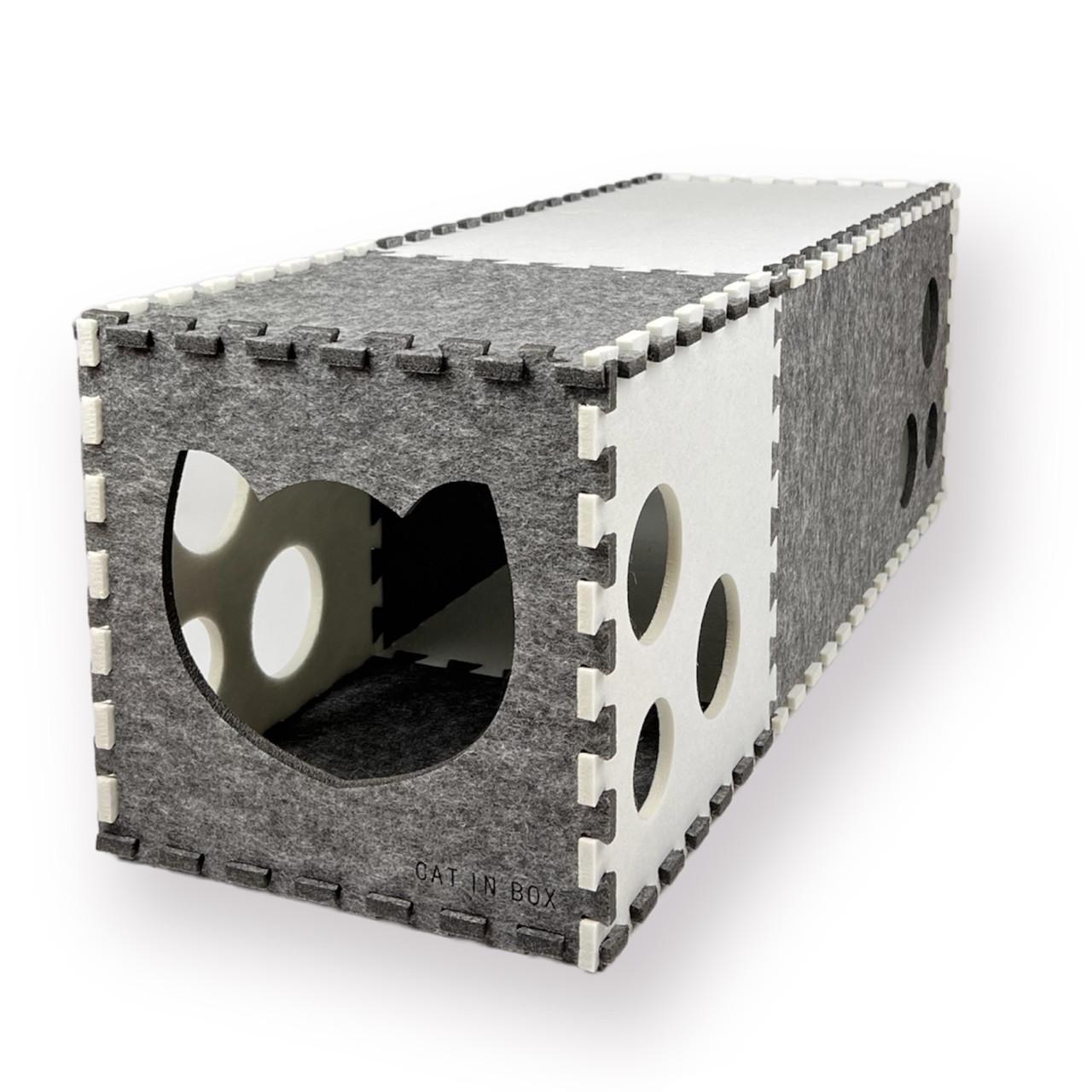 Домик-туннель трансформер для котиков CAT IN BOX Серо-белый (2002762049) - фото 2