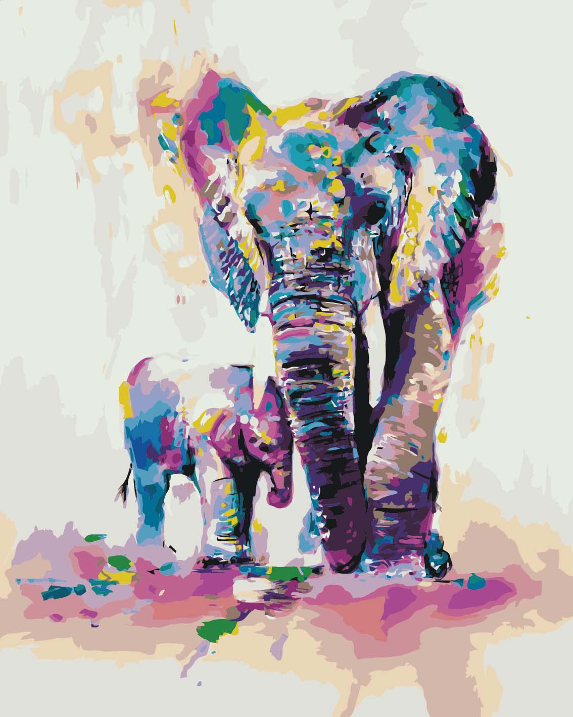 Картина по номерам Идейка Радужные слоны 40х50 см (KH4010)