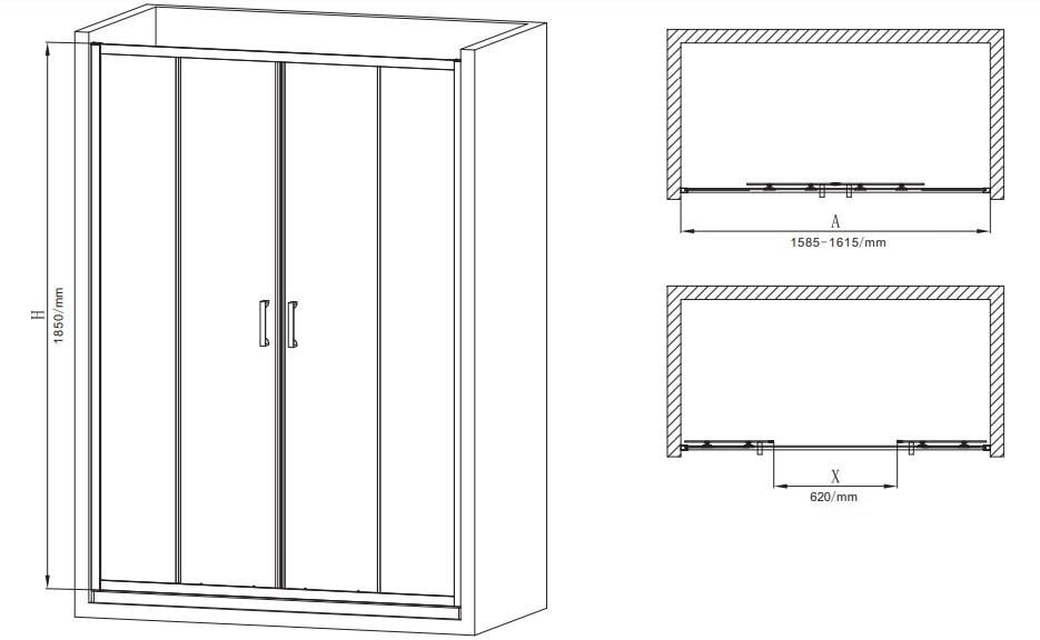 Дверь в нишу MIXXUS Premium DIVERSE SD01-160x185-TR прозрачное стекло 5 мм Black (MI6879) - фото 6 Дверь в нишу MIXXUS Premium DIVERSE SD01-160x185-TR прозрачное стекло 5 мм Black (MI6879) - фото 6