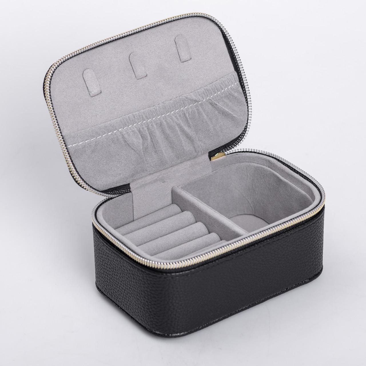 Шкатулка для украшений из эко кожи на молнии мини для ювелирных изделий (6700)