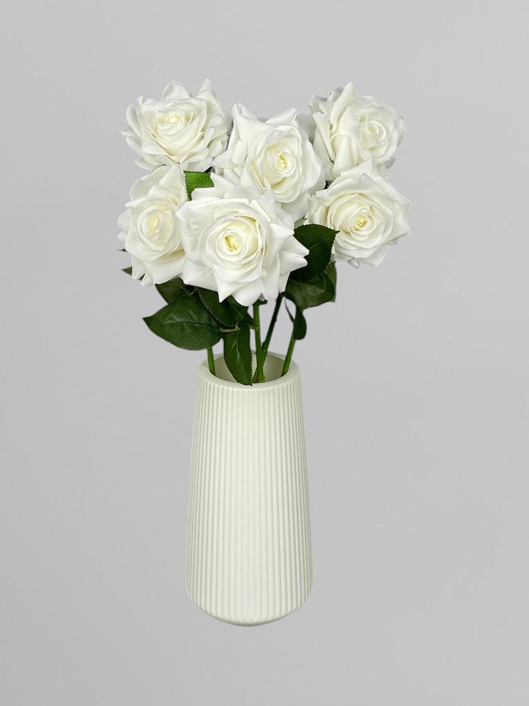 Искусственная роза на стебле для декора Real Touch 1 соцветие 64 см Белый (К02062) - фото 3