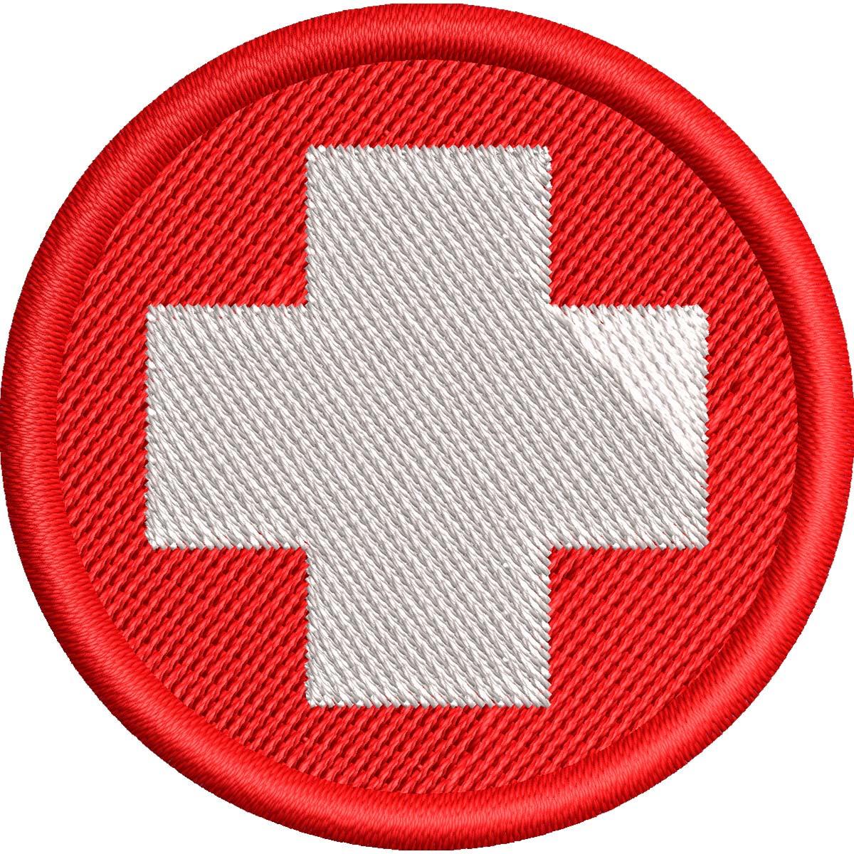 Нашивка патч белый крест в круглой рамке 5x5 см Красный (120600356)