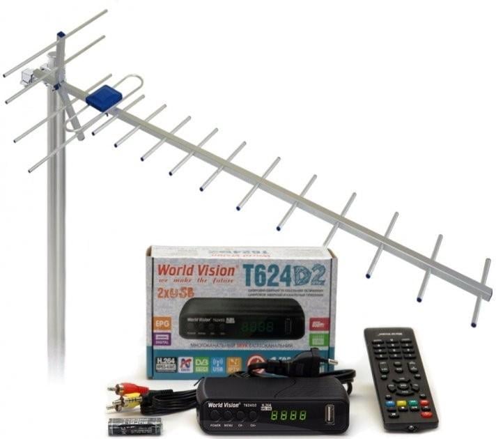 Тюнер World Vision Т624D2+/зовнішня ТВ антена далекобій 75 км