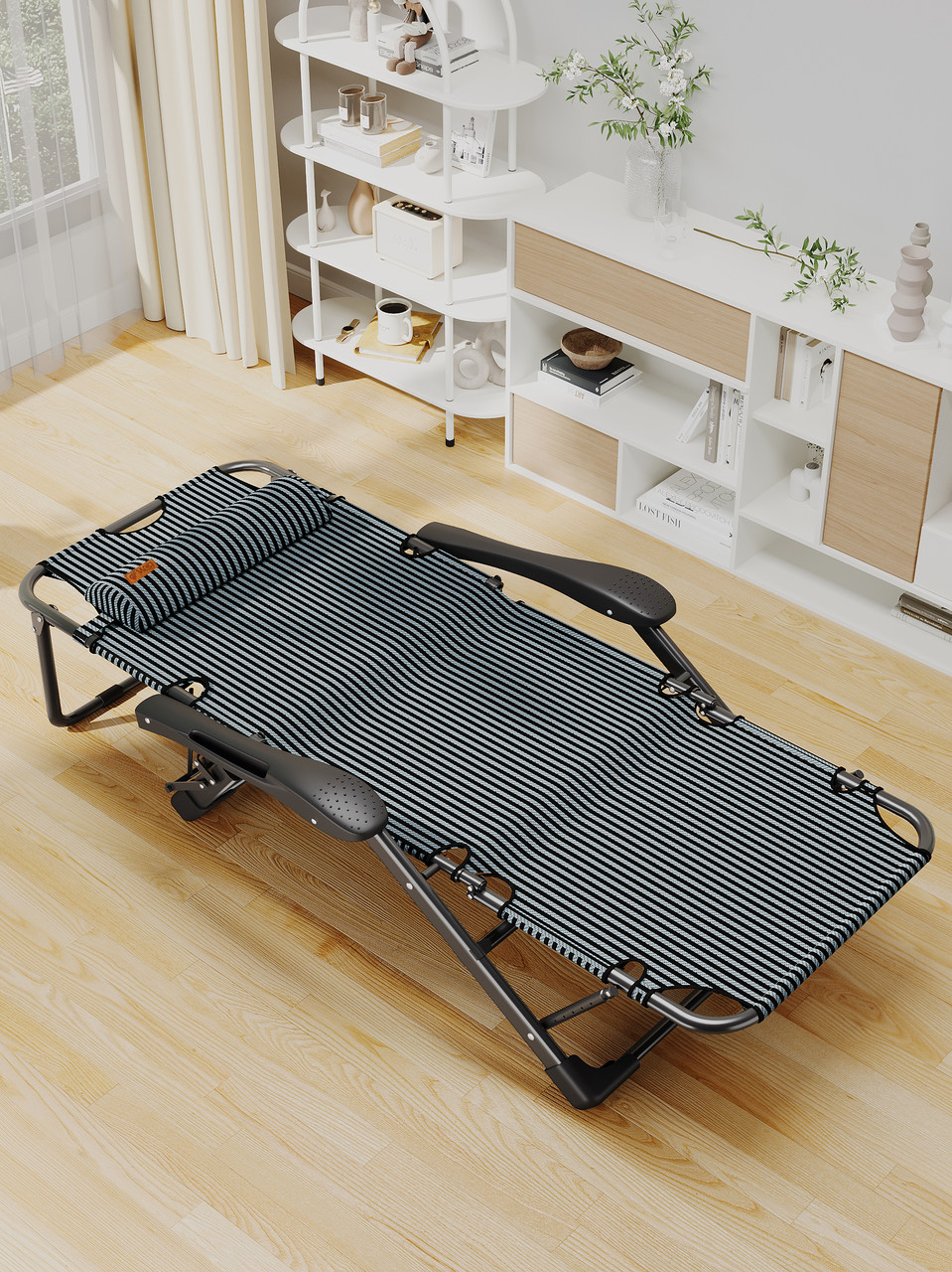 Шезлонг раскладной WCG FCB-S01садовый со стальным каркасом Черный (FCB-S011) - фото 6