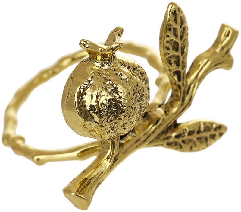 Комплект металевих кілець для серветок гранат 6 шт. 5 см Золотий