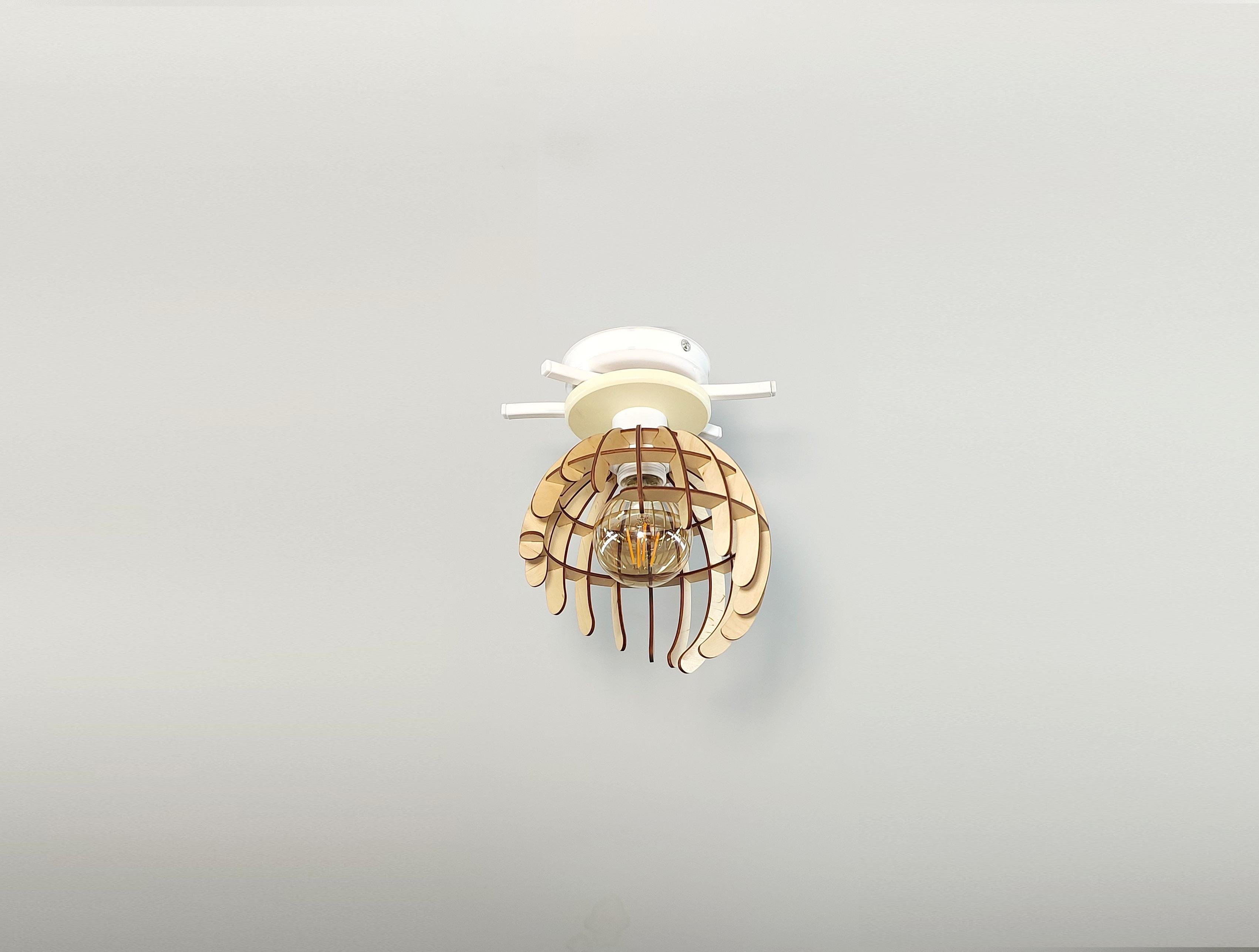 Люстра в стиле лофт на 1 лампочку с деревяным плафоном Белый (4341-15) - фото 2 Люстра в стиле лофт на 1 лампочку с деревяным плафоном Белый (4341-15) - фото 2