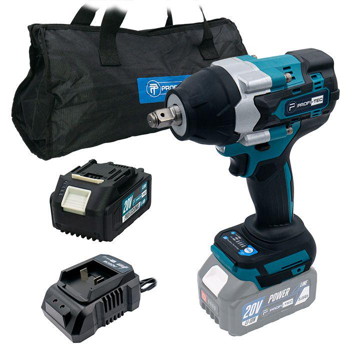 Гайковерт аккумуляторный PROFI-TEC DTW800BL 20V безщеточный ударный (007015)