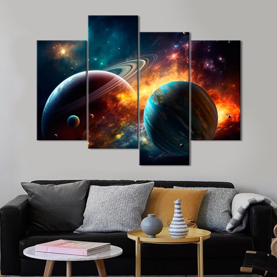 Картина космос Планеты-гиганты Сатурн и Нептун 89x56 см (A1312-4)
