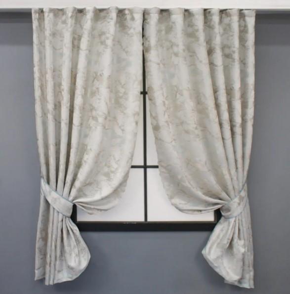 Шторы на кухню Мрамор Al3 жаккард 1,45х1,7 м 2 шт. Молочный/Бежевый (1599ш 35-0280ш)