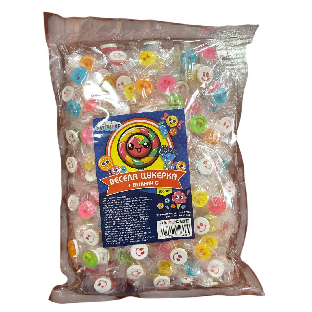 Леденцы фруктовые Vitaland Весёлая конфетка + витамин С 1 кг (00000006304)
