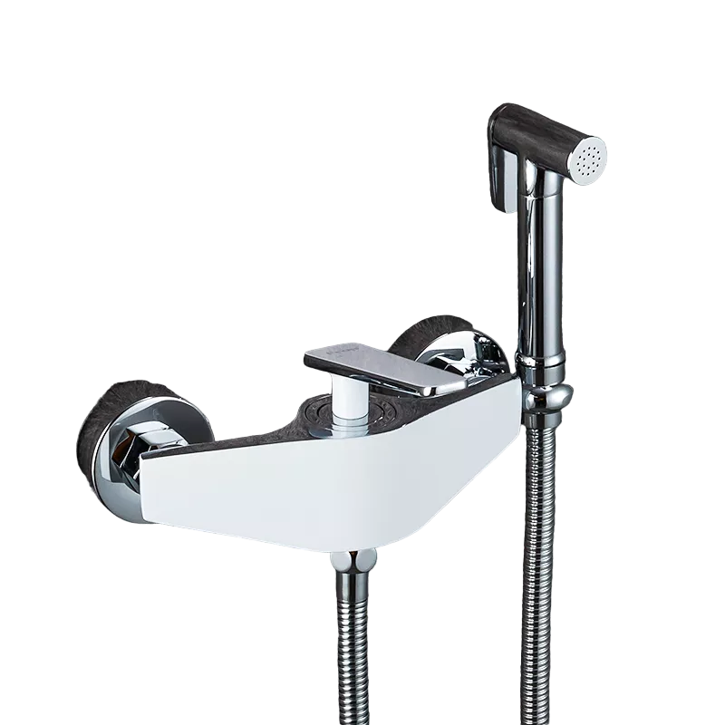 Змішувач для душу Frap F2058 з гігієнічною лійкою Білий/Хром