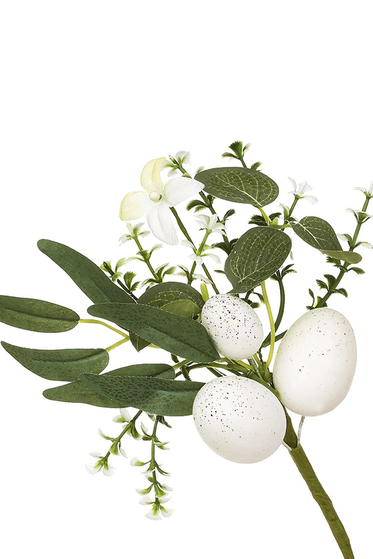 Ветка декоративная с листьями и яйцами