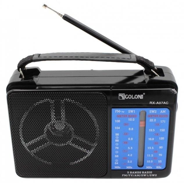Радиоприемник аккумуляторный портативный Golon 3W-07AC с FM радио Черный (2a54f7a2)