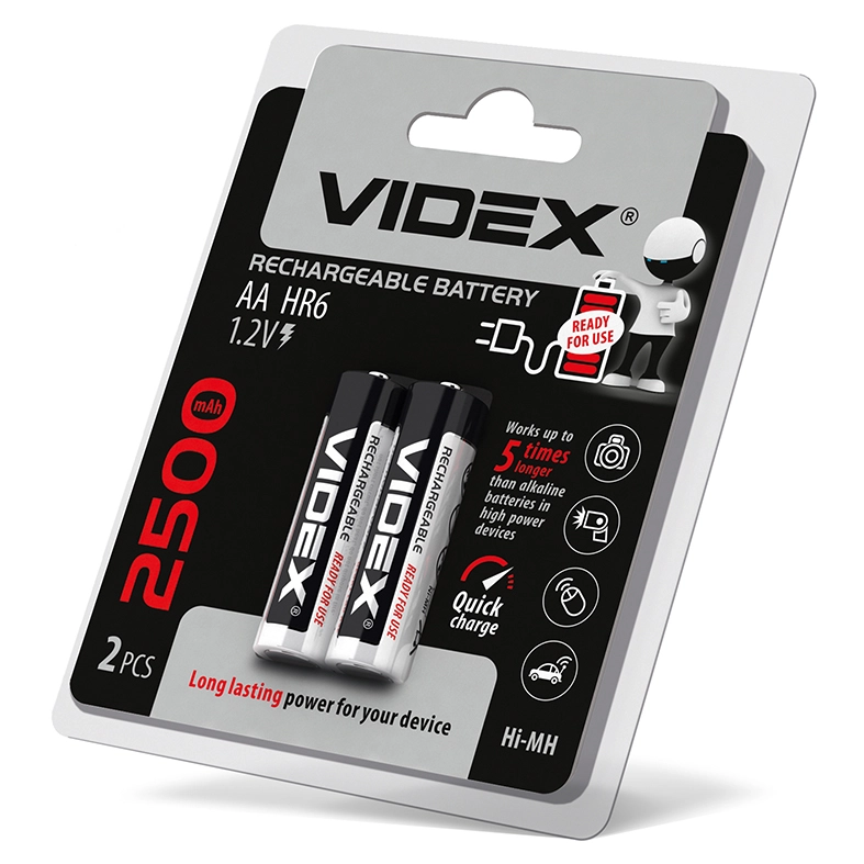 Аккумулятор Videx HR6/AA 2500 mAh 2 шт. (HR6/2500/2DB) Аккумулятор Videx HR6/AA 2500 mAh 2 шт. (HR6/2500/2DB)