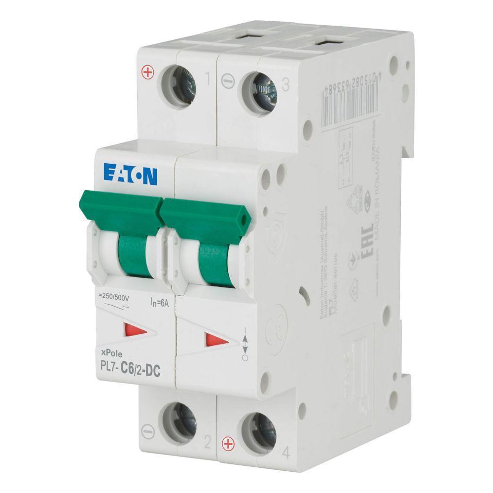 Автоматический выключатель постоянного тока Eaton двухполюсный PL7-C6/2-DC (264899)