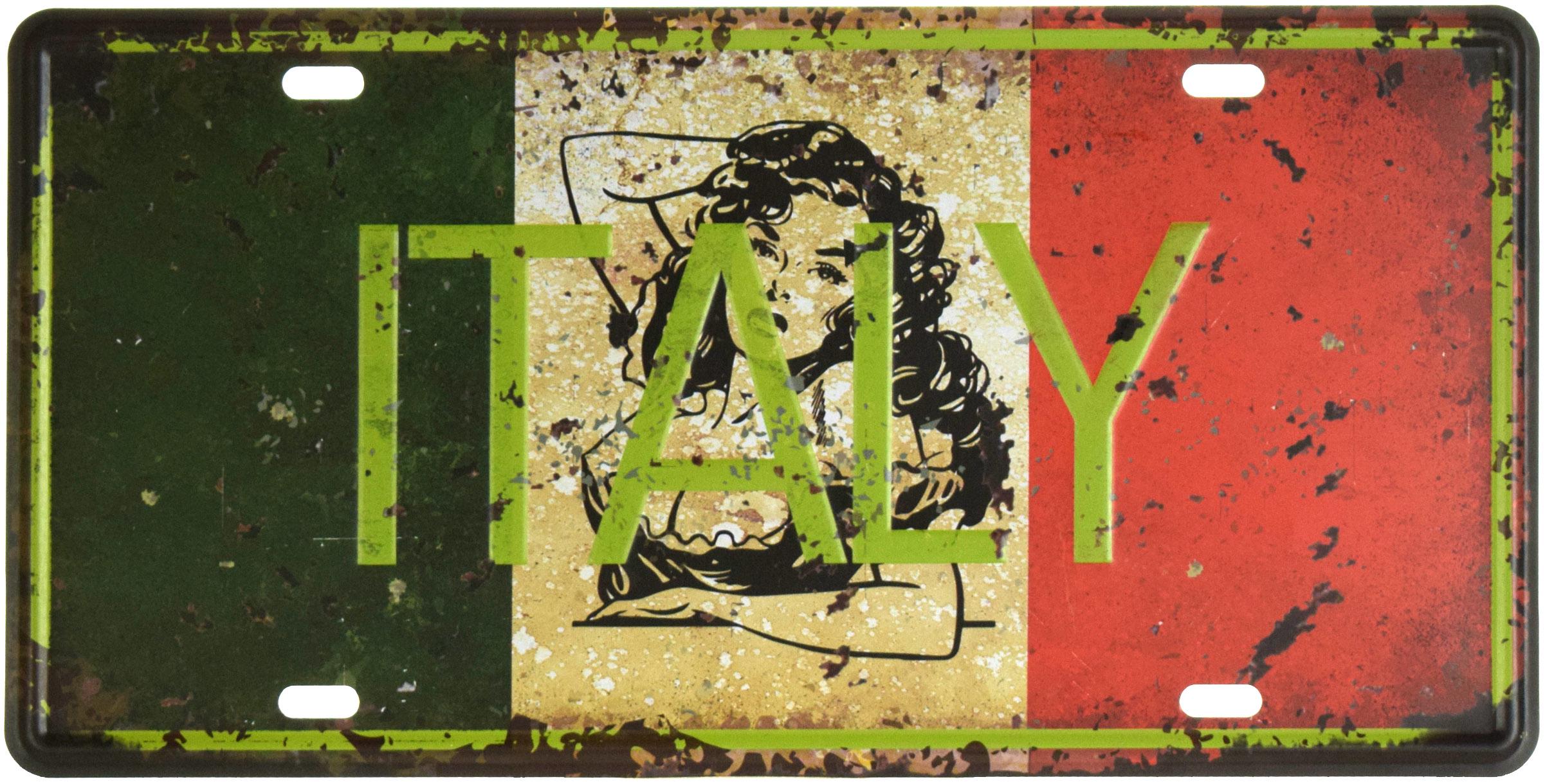 Табличка металлическая Италия/Italy 15x30 см