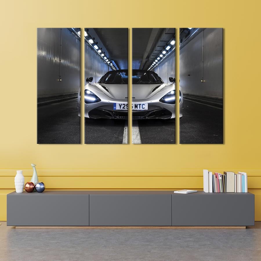 Картина на холсте Красивый серебристый McLaren 720S 89x53 см (1362-41)
