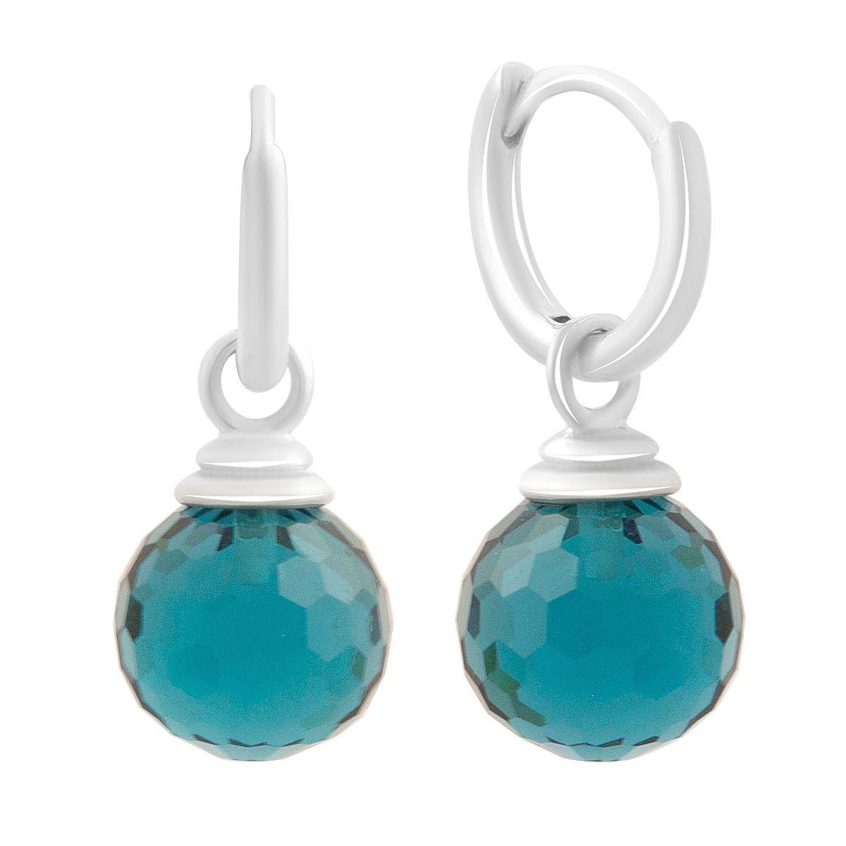 Сережки срібні LoveR з круглими бірюзовими вставками з огранюванням