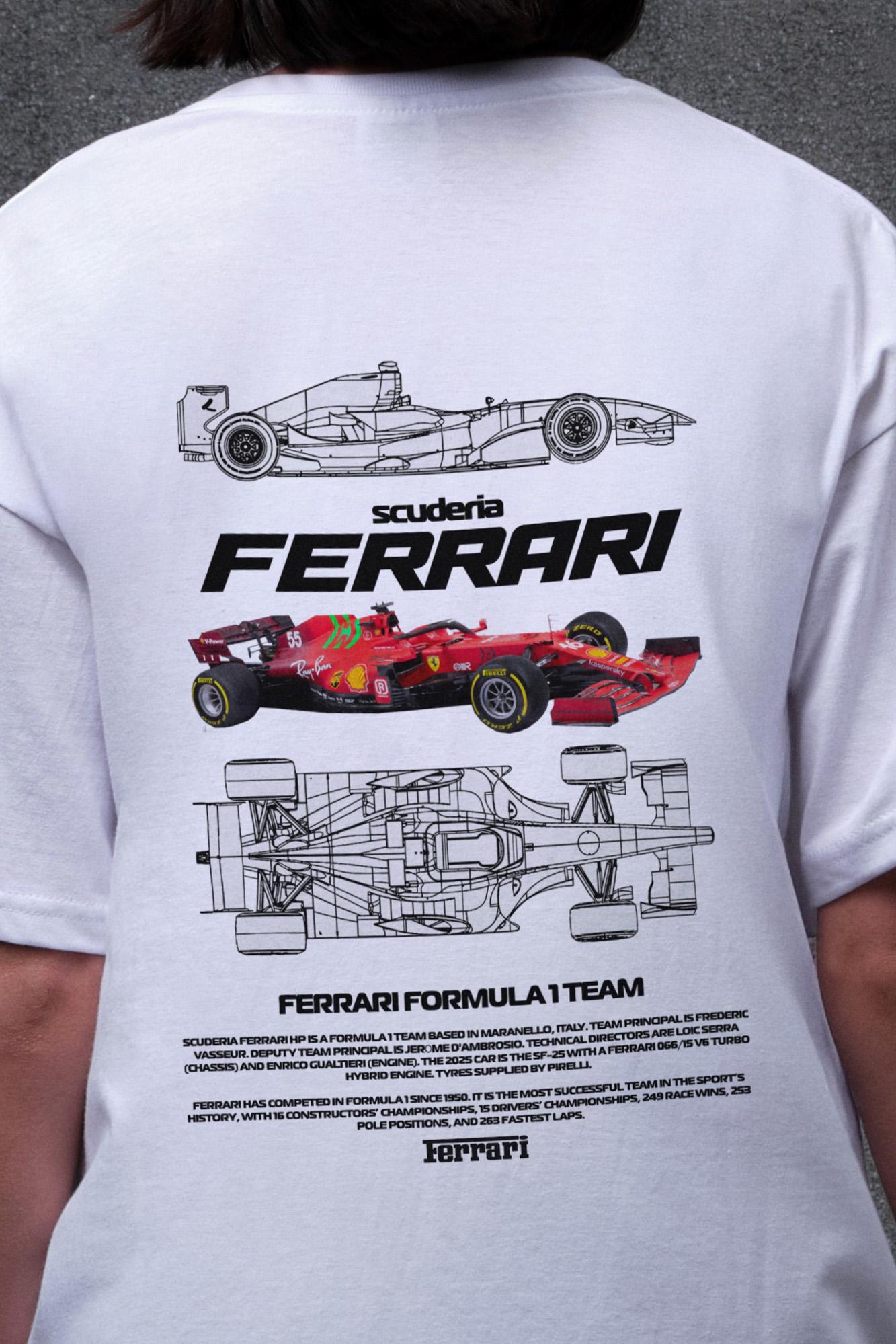 Футболка жіноча Without з принтом Ferrari оверсайз S/M White (S8049635) - фото 2 Футболка жіноча Without з принтом Ferrari оверсайз S/M White (S8049635) - фото 2