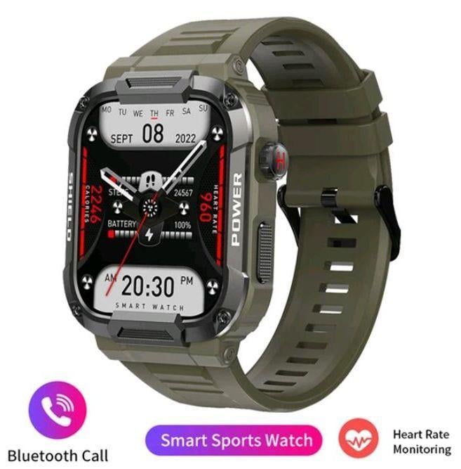 Смарт-часы военные Mevaden Modfit Armor Army противоударные/водонепроницаемые с возможностью звонков Зеленый - фото 7