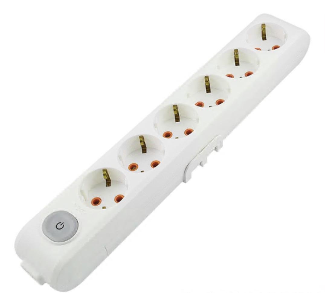 Колодка шестимісна Viko Multi-Let з заземленням та вимикачем Білий (27848718)