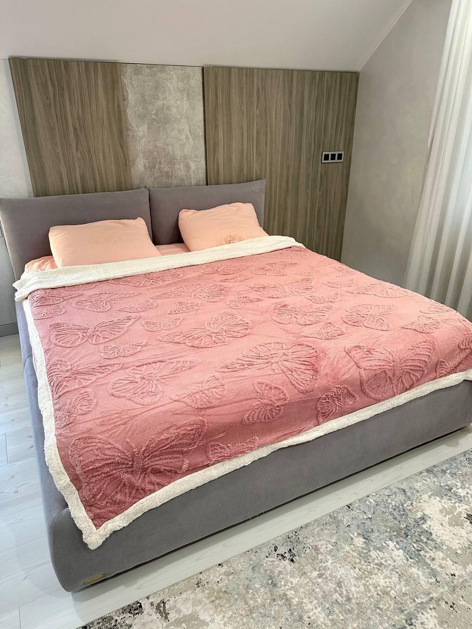 Покрывало велюровое экоовчина 200х220 см Розовый (Д-al-ovchina-pled-002-06)