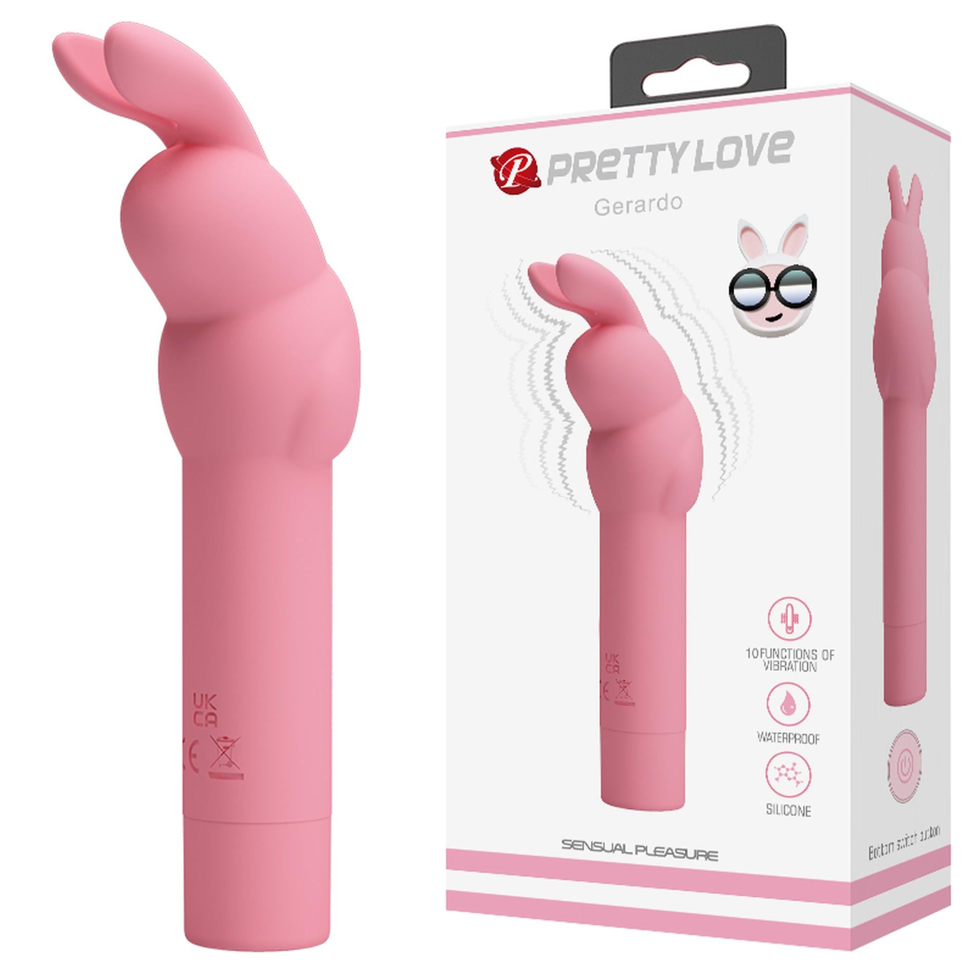 Вибратор для клитора в форме кролика Pretty Love Gerardo 13,6х3,2 см Розовый (BI-300008)