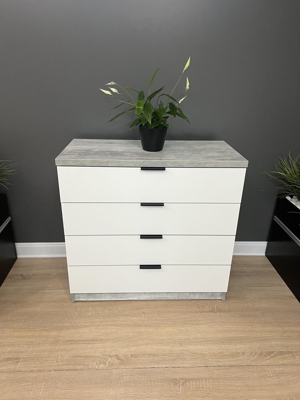 Комод Комфорт 4 шухляди 900/870/440 мм Бетон/Білий - фото 4 Комод Комфорт 4 шухляди 900/870/440 мм Бетон/Білий - фото 4