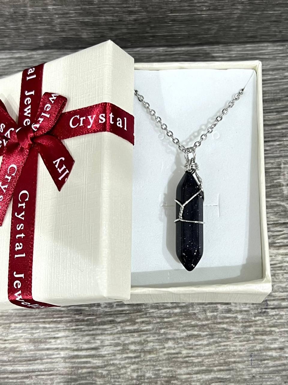 Кулон талісман з натуральним каменем Авантюрин Ночі Каїра в подарунковій коробочці (16317)