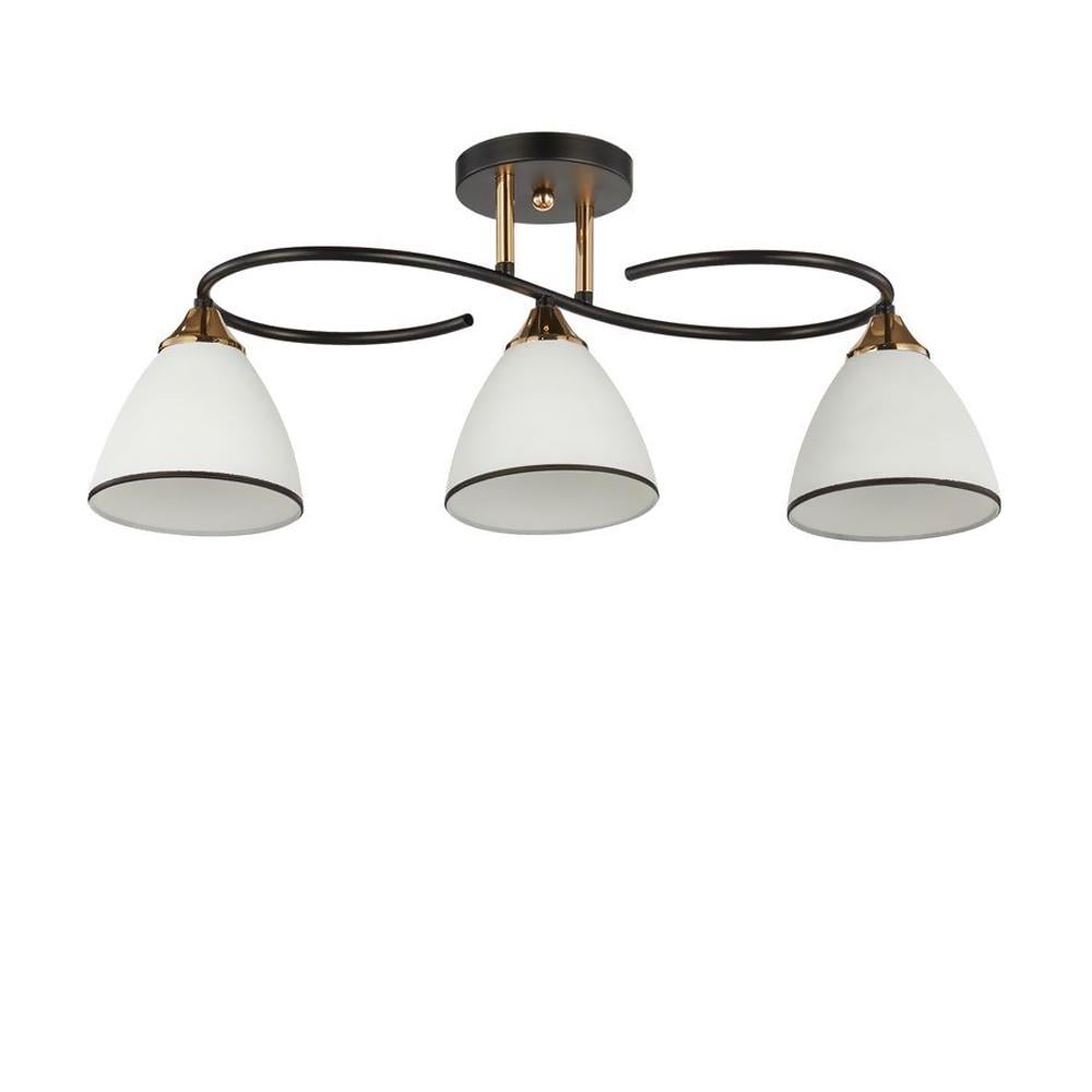 Люстра потолочная Light House SC-20232/3 BK/FG плафоны белые с каймой 590х170х230 мм Черный/Золотой Люстра потолочная Light House SC-20232/3 BK/FG плафоны белые с каймой 590х170х230 мм Черный/Золотой