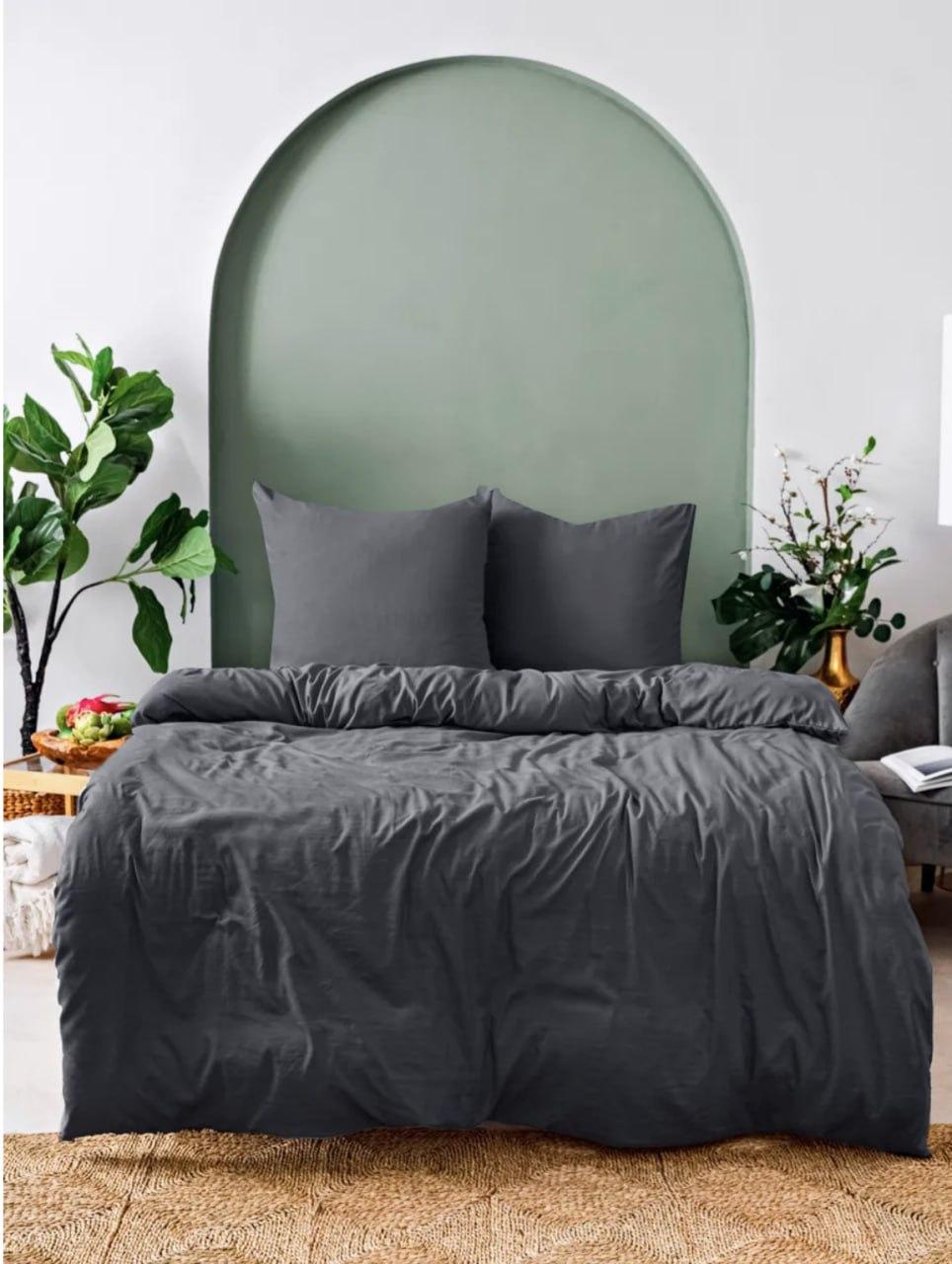 Комплект постільної білизни з бавовни сімейний наволочка 150x210 2х50х70/70х70 см Графіт (П4К-Post-ukr-0039-04)