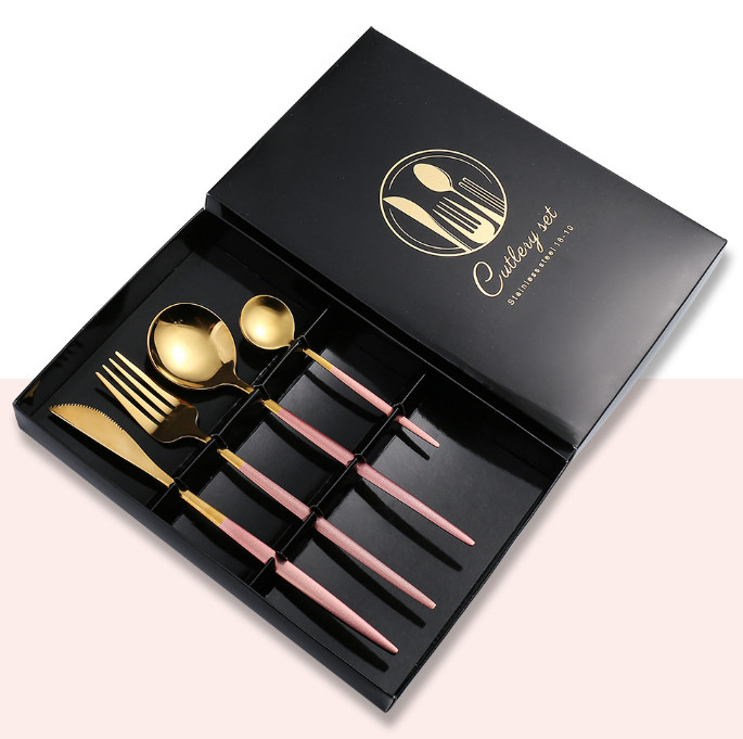 Набір столових приладів 8394 4 пр. Золотистий з рожевим (4417063)