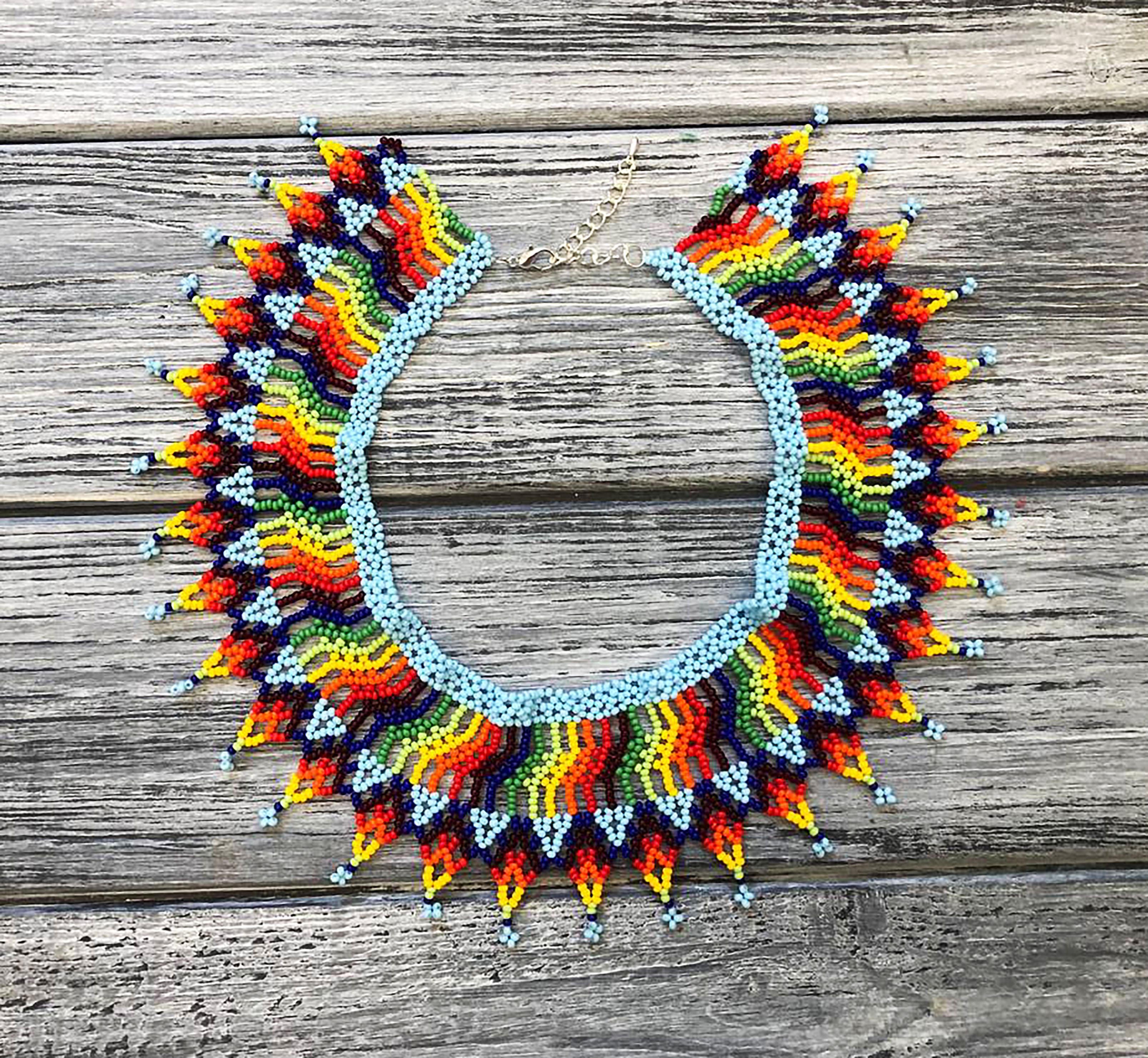 Кольє-силянка з бісеру HatynkaUA Rainbow Necklace ручної роботи (SUN999_18)