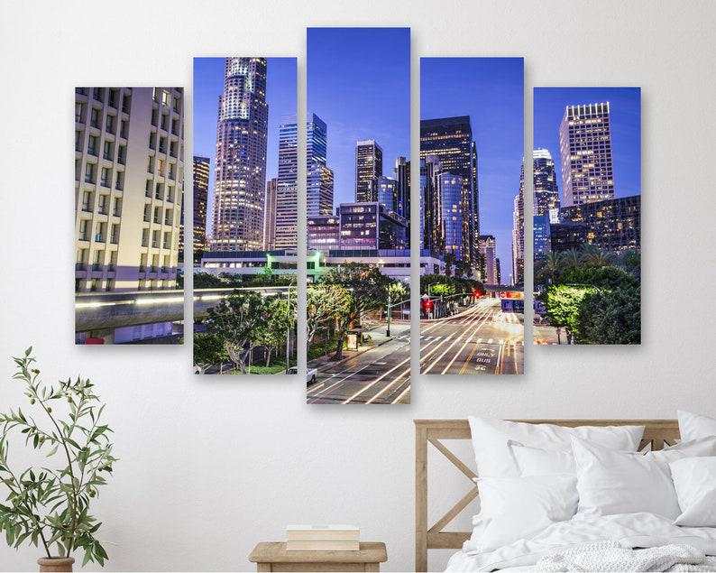 Модульная картина на холсте из пяти частей KIL Art Ночной Лос-Анджелес 187x119 см (M51_XL_284)