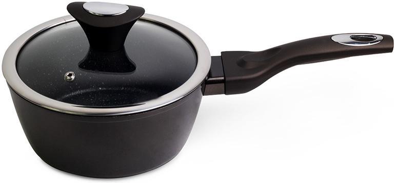 Ковш Kamille Black Gotland со стеклянной крышкой 18 см (KM-4107)