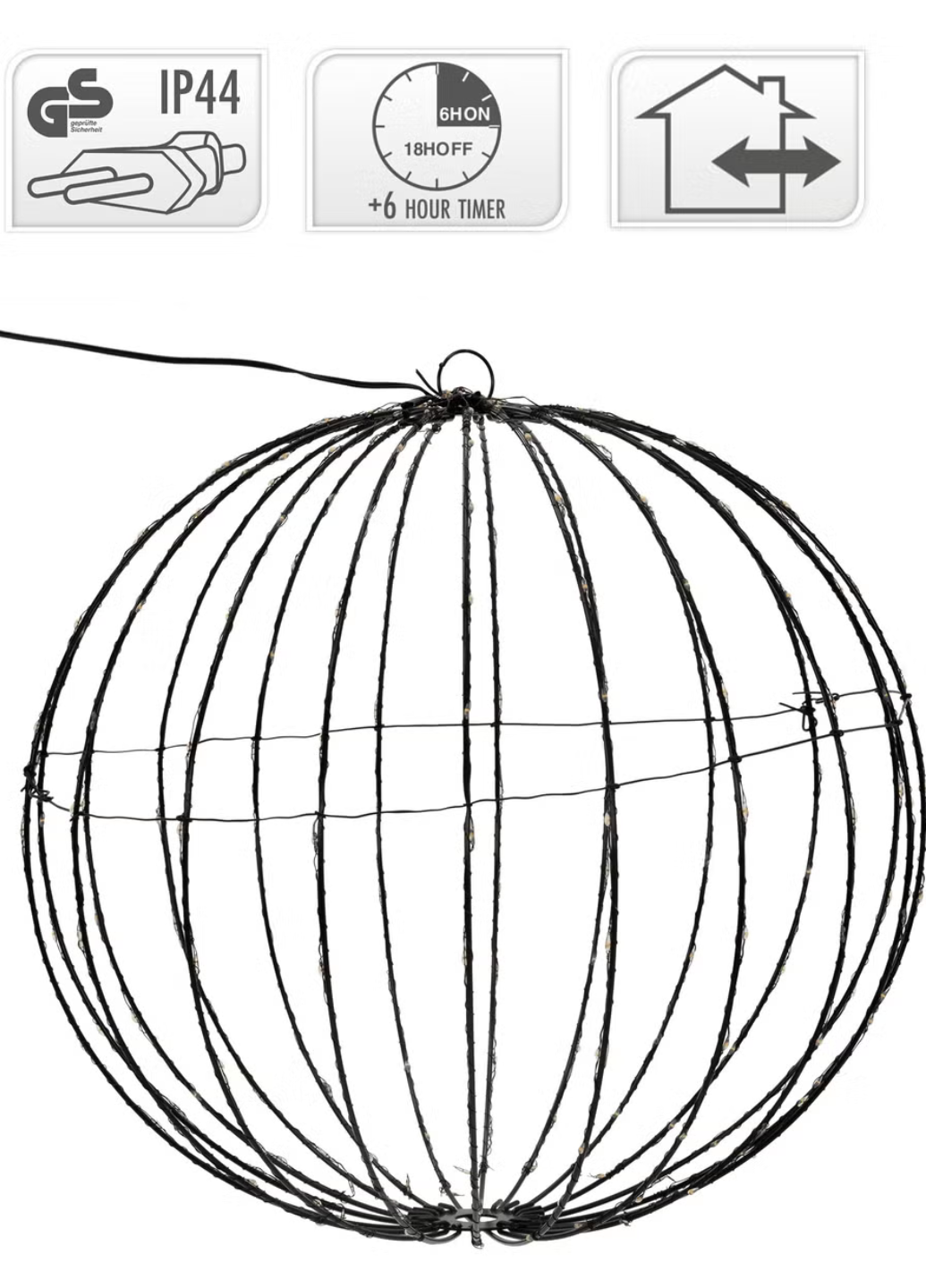 Шар подвесной Livarno Home StarSphere 140 LED с таймером 30 см Теплый белый (7909) - фото 7 Шар подвесной Livarno Home StarSphere 140 LED с таймером 30 см Теплый белый (7909) - фото 7