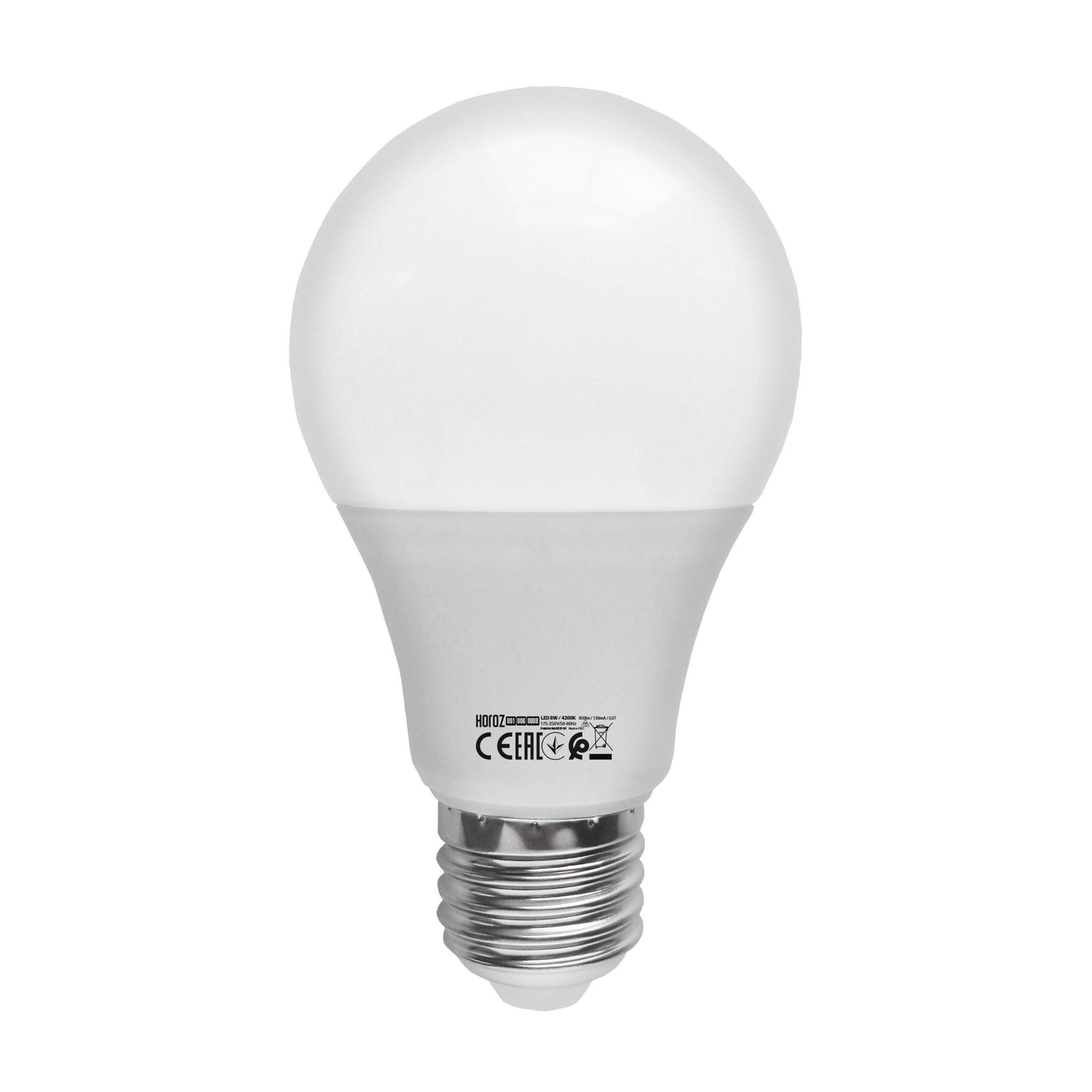 Світлодіодна лампа HOROZ ELECTRIC А60 SMD 8W 3000K E27 850 Lm 175-250V (001-006-0008-023)
