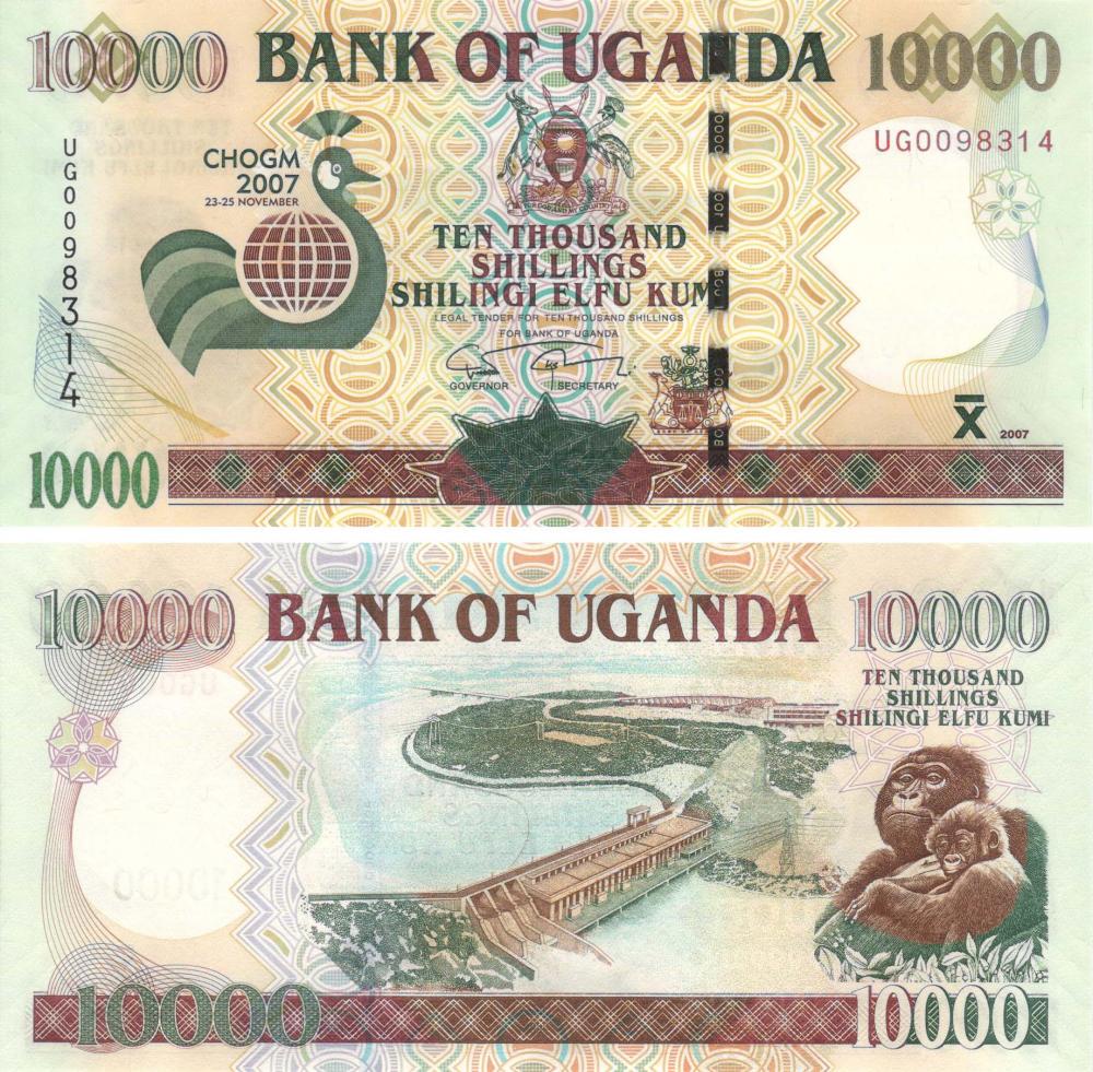 Коллекционная банкнота Уганда 10000 шиллингов 2007 UNC P48 (Б09303)