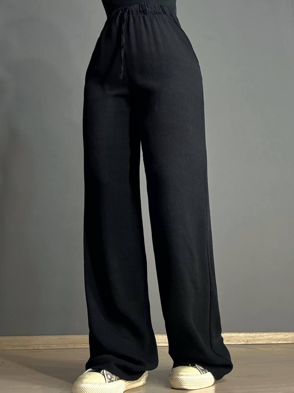 Брюки женские CLEW 0712 жатка палаццо на резинке S Черный (4767)