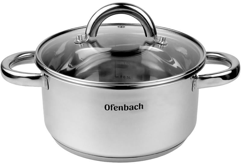 Каструля індукційна Ofenbach Casserole із нержавіючої сталі зі скляною кришкою 2 л