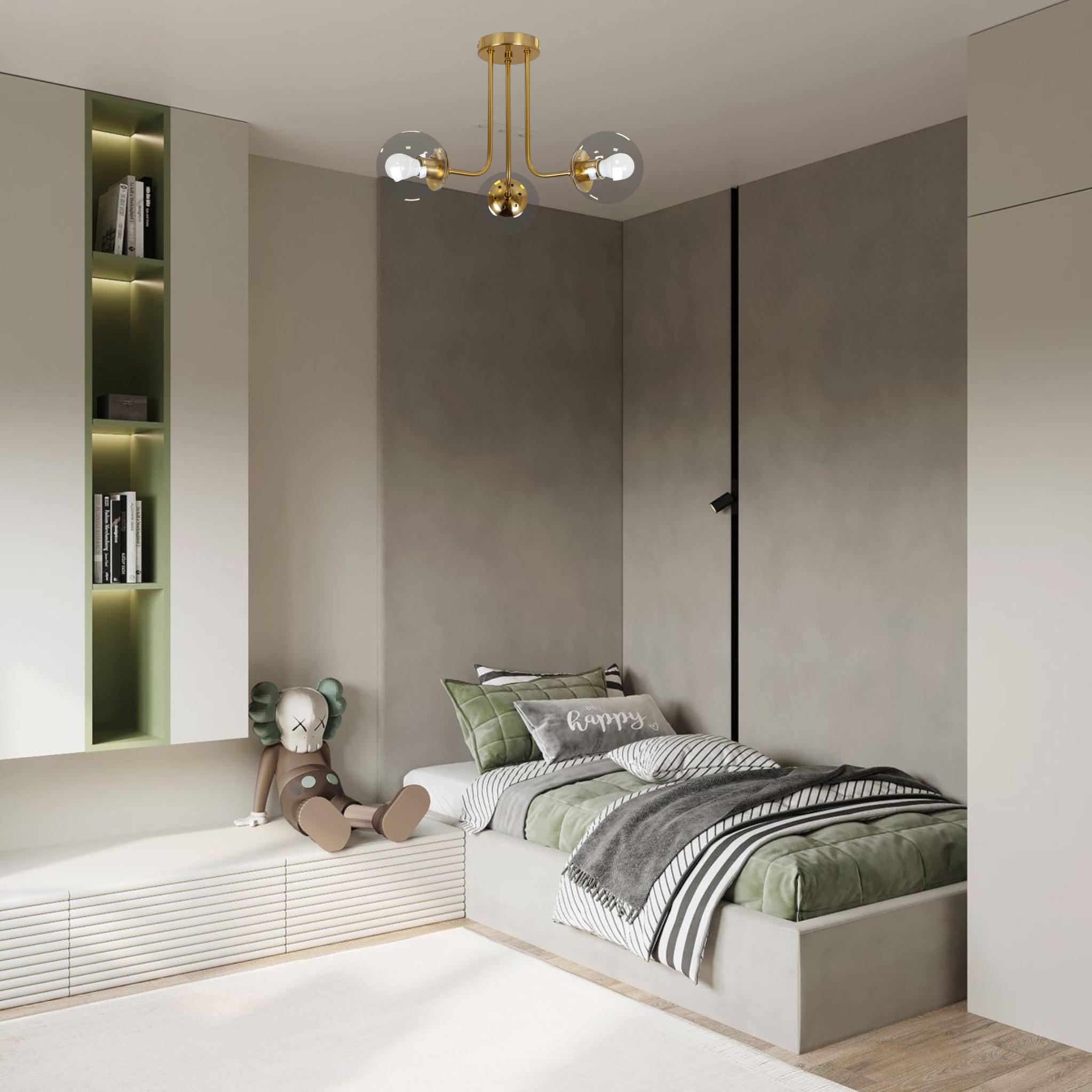 Люстра стельова Triple Glow з 3 плафонами-кулями Бронзовий (52-9908-3 BRZ+CL) - фото 2 Люстра стельова Triple Glow з 3 плафонами-кулями Бронзовий (52-9908-3 BRZ+CL) - фото 2