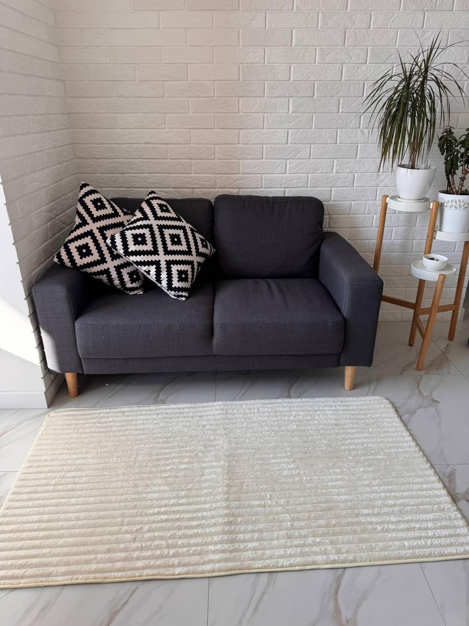 Килим прогумований з довгим ворсом 150х200 см Кремовий (Д-sharpey-kover-003-04)