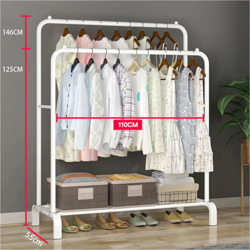 Стійка для одягу та взуття Clothes Rack Double CR-01 подвійна Білий (SS-01) - фото 3