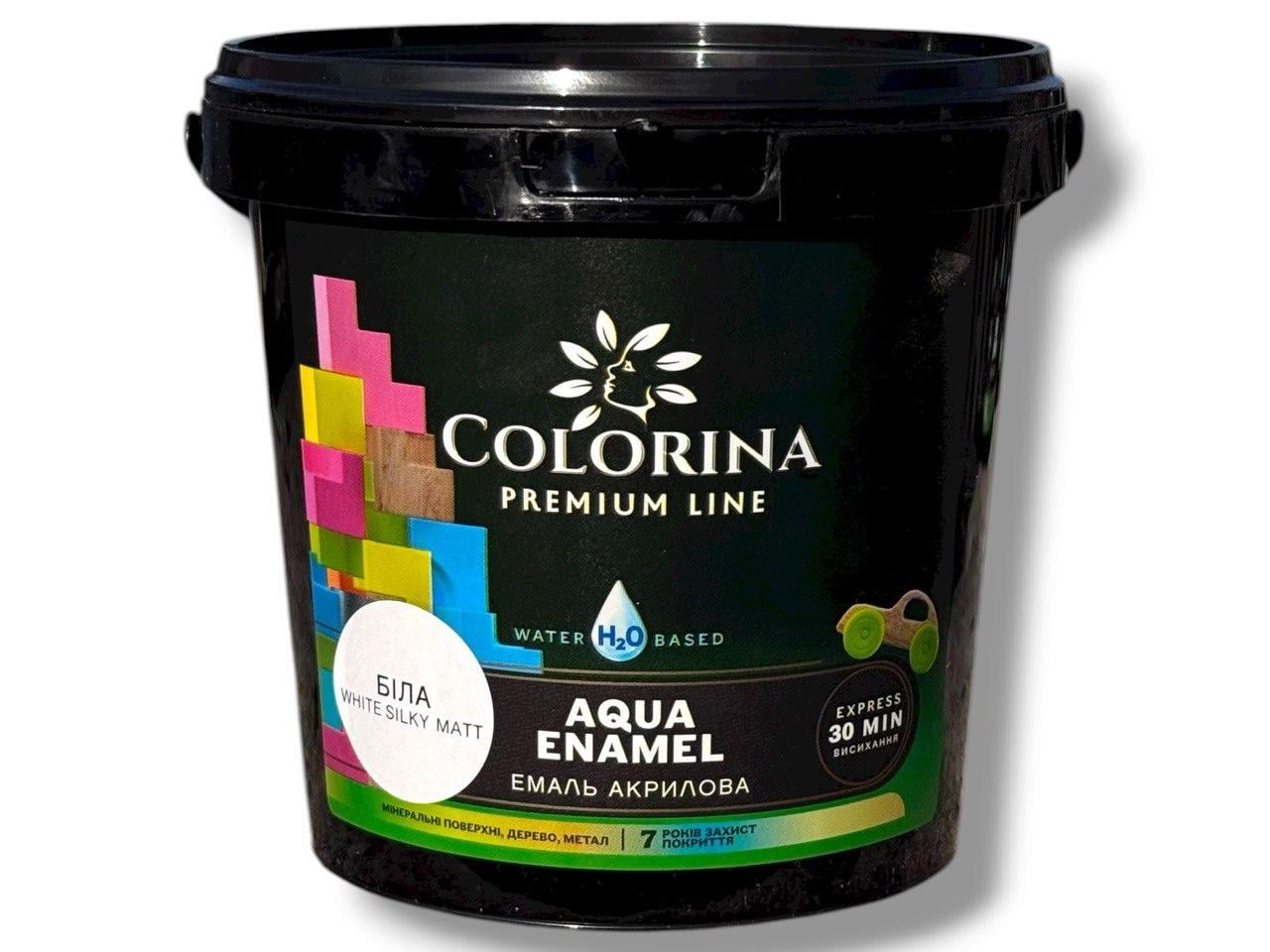 Краска акриловая Colorina Aqua ENAMEL без запаха 0,9 л Белый (31641716)