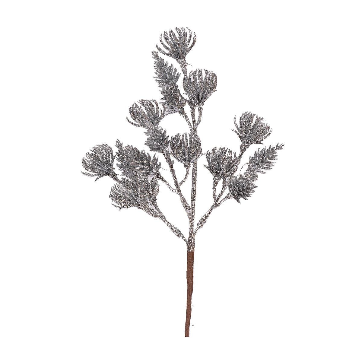 Ветка декоративная YES! Fun 21 см Серебро глиттер