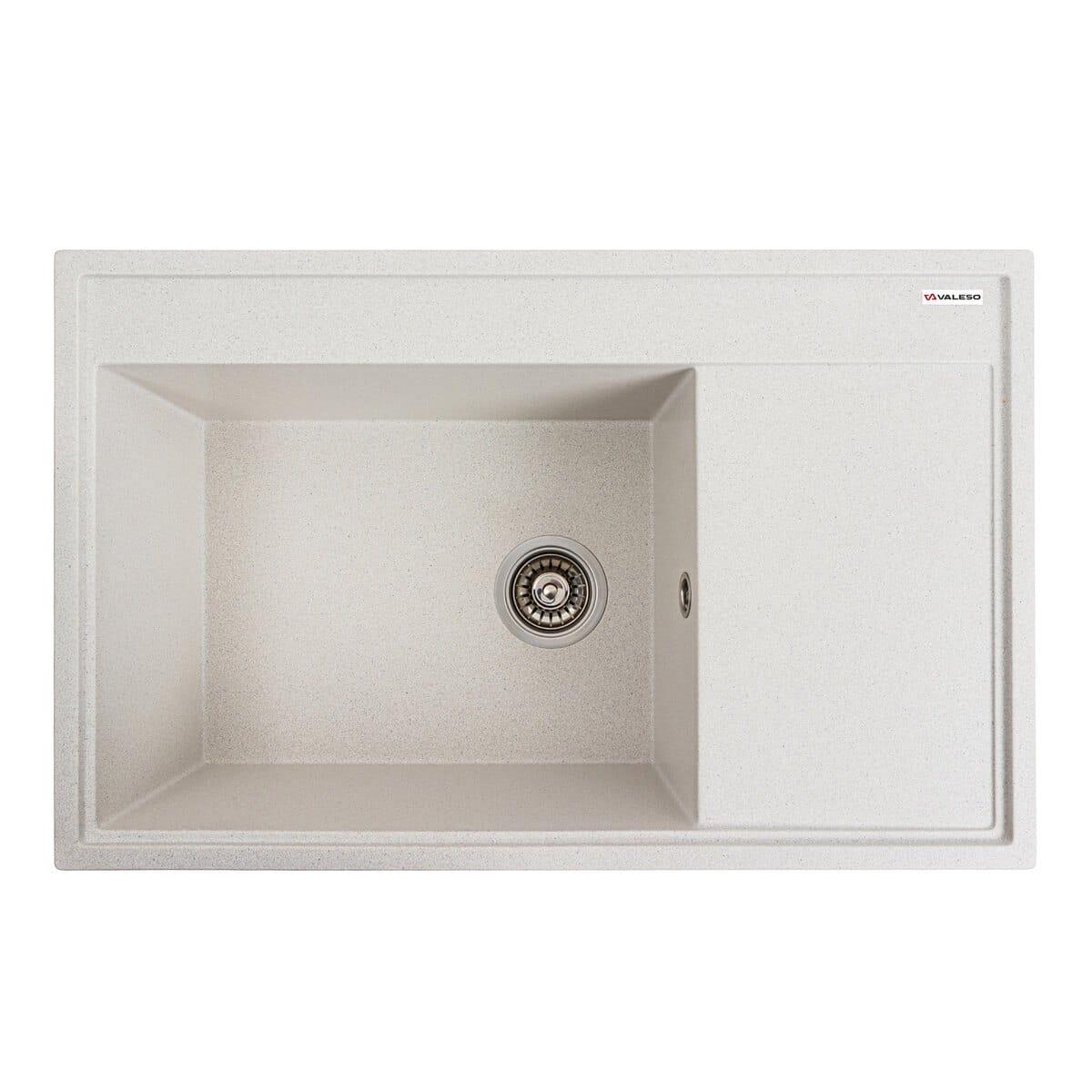 Мийка гранітна Valeso Azurit 790х500 врізна прямокутна Білий матовий (PLTM-SP000047525)