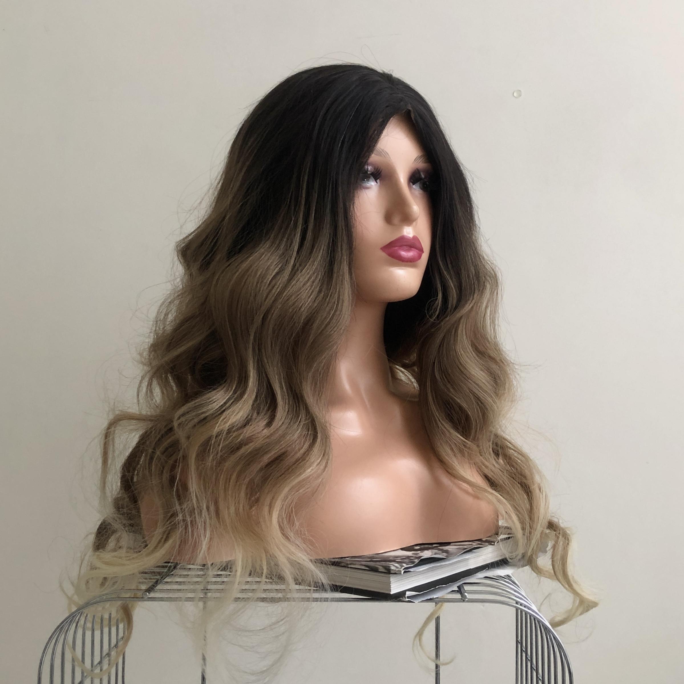 Парик KITTO HAIR омбре укладка с системой замещения волос 75 см Черный/Коричневый/Блонд (9413) - фото 3